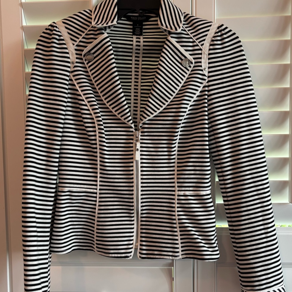 White House Black Market Monochrome Striped Jacket